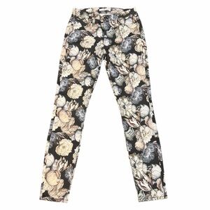 7 For All Mankind Floral Skinny Jeans - Cream, Gray, Black -‎ Sz 25